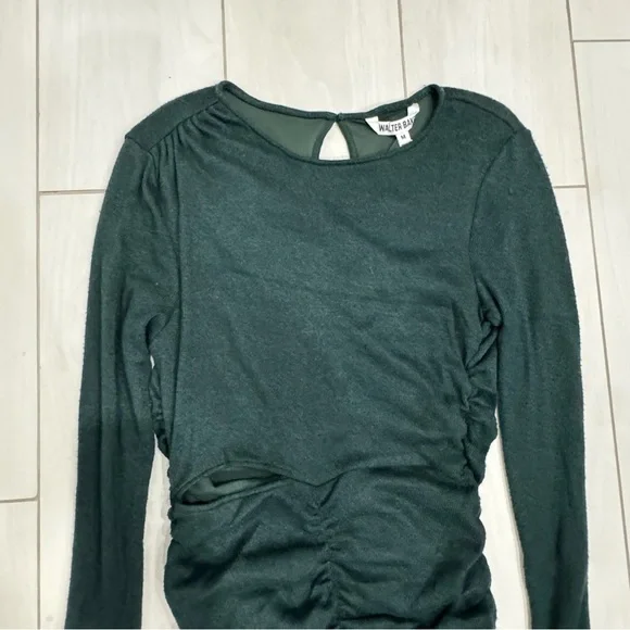 Walter Baker Gloriana Ruched Sweater Mini Dress Hunter Green NWT Size M $228 - Picture 6 of 7